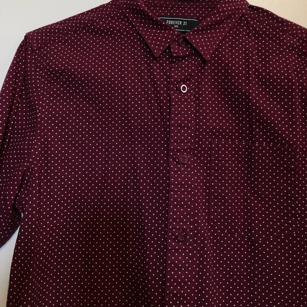 Casual button down shirt, red and white